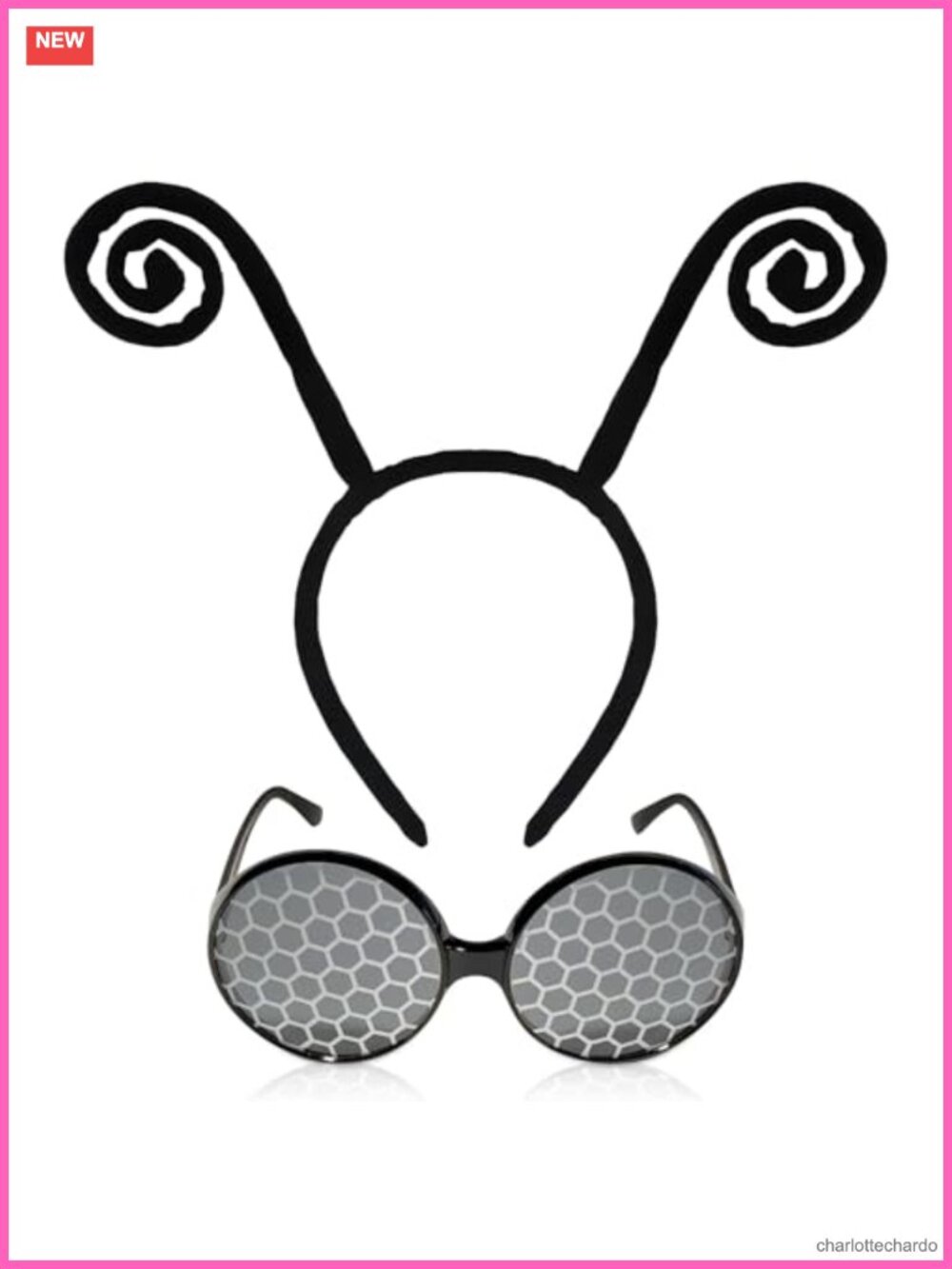 Butterfly Antenna Headband & Bug Eye Glasses Set Adult Costume Accessory